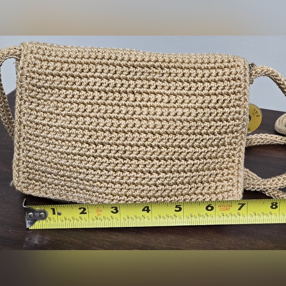 The SAK Small Metallic Gold Accents Crochet Knit Crossbody - Picture 14 of 16
